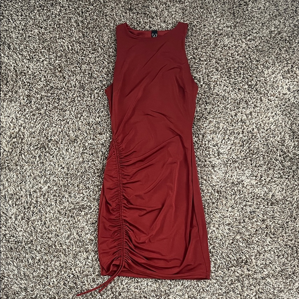 Windsor Burgundy Ruched Midi Dress